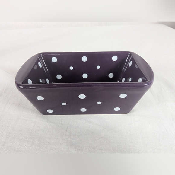Temptations by Tara Purple White Polka Dot 12 oz Mini Loaf Pan Bread Baking - Picture 1 of 8